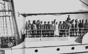 1897. Hong Kong Regiment visiting Vancouver, en route to London to celebrate Queen Victoria's Diamond Jubilee, 1897.  On board was also a group of Chinese and Japanese immigrants and Sikh military.